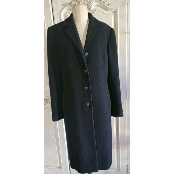 Vintage Murano Wool blend  Long Coat Women's Size 12 Black Button - Picture 4 of 15